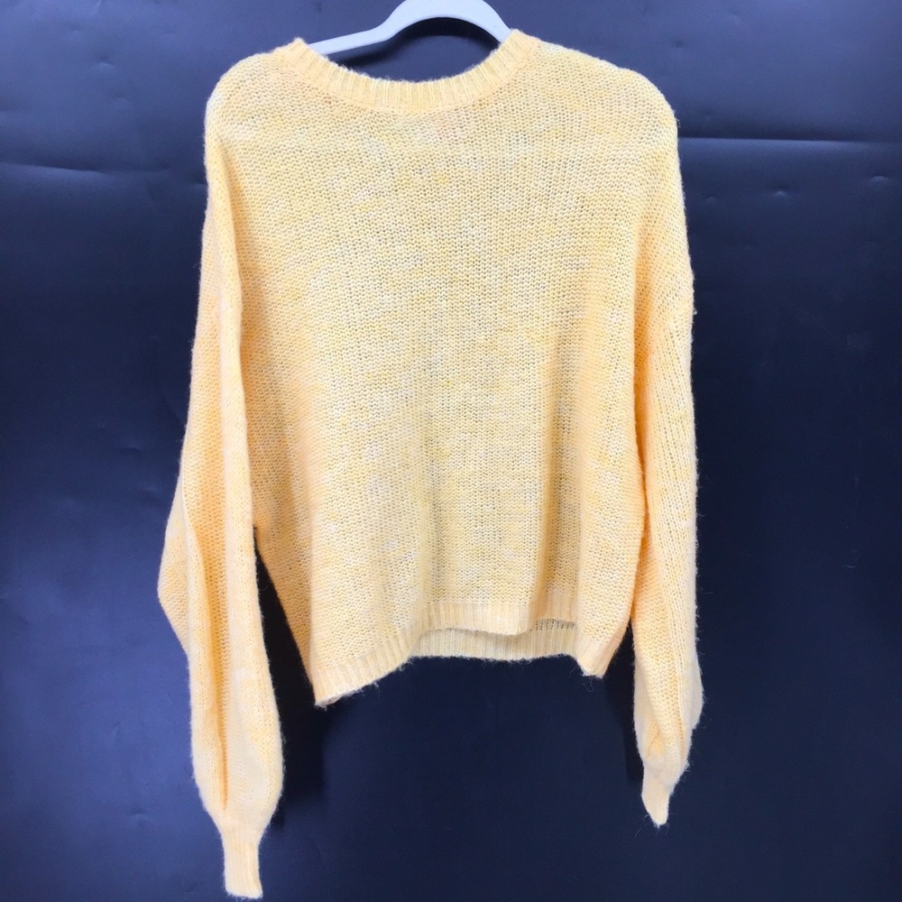 Hello Molly Butter yellow long sleeve wool blend knit sweater oversized cozy M 6